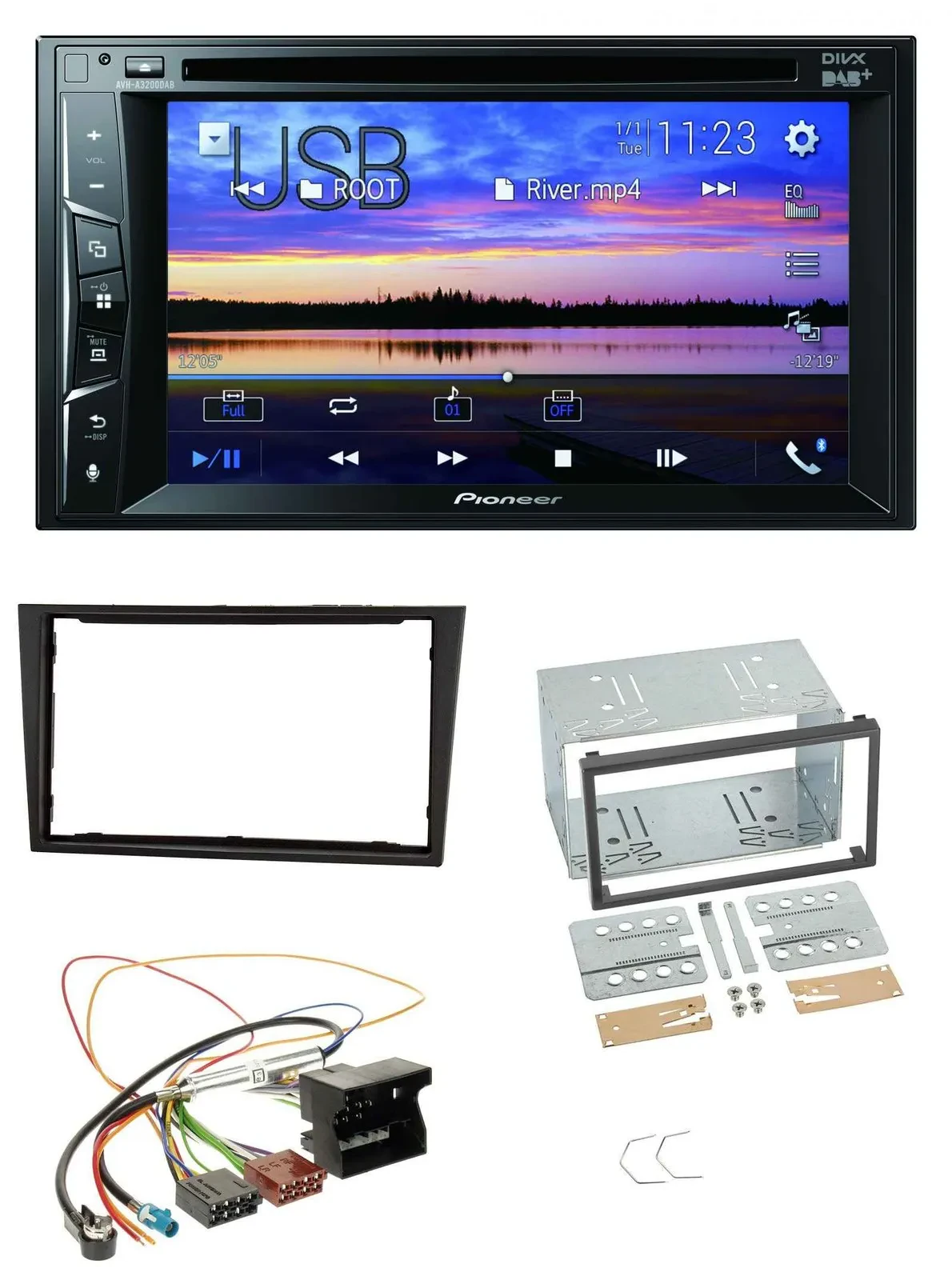 Pioneer Bluetooth 2DIN USB DVD DAB MP3 Autoradio für Opel Corsa D stealth schwar