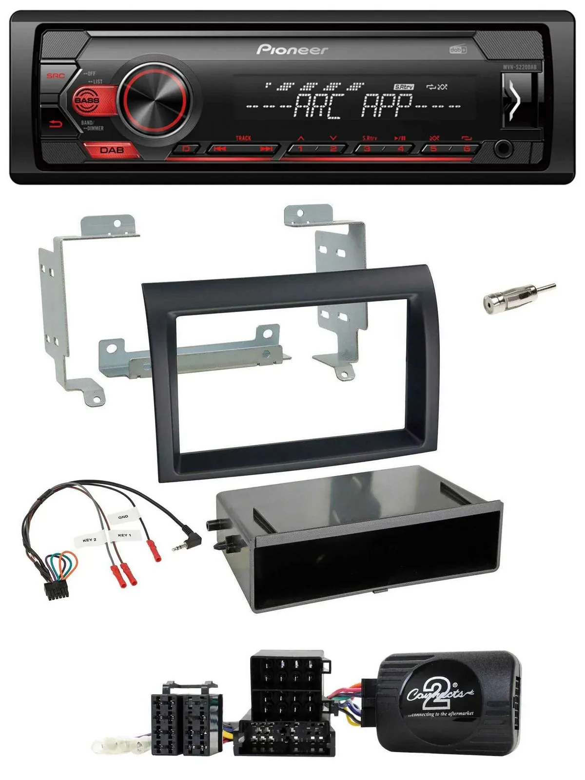 Pioneer DAB 1DIN MP3 Lenkrad USB Autoradio für Fiat Ducato 06-08 schwarz