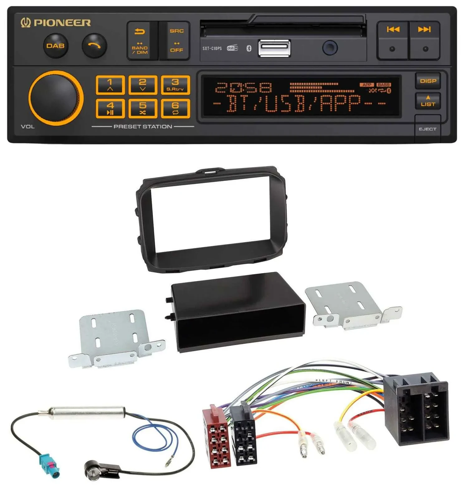 Автомагнитола для Alfa Romeo Giulietta (2013–2021) Pioneer DAB, MP3, USB, Bluetooth, ISO