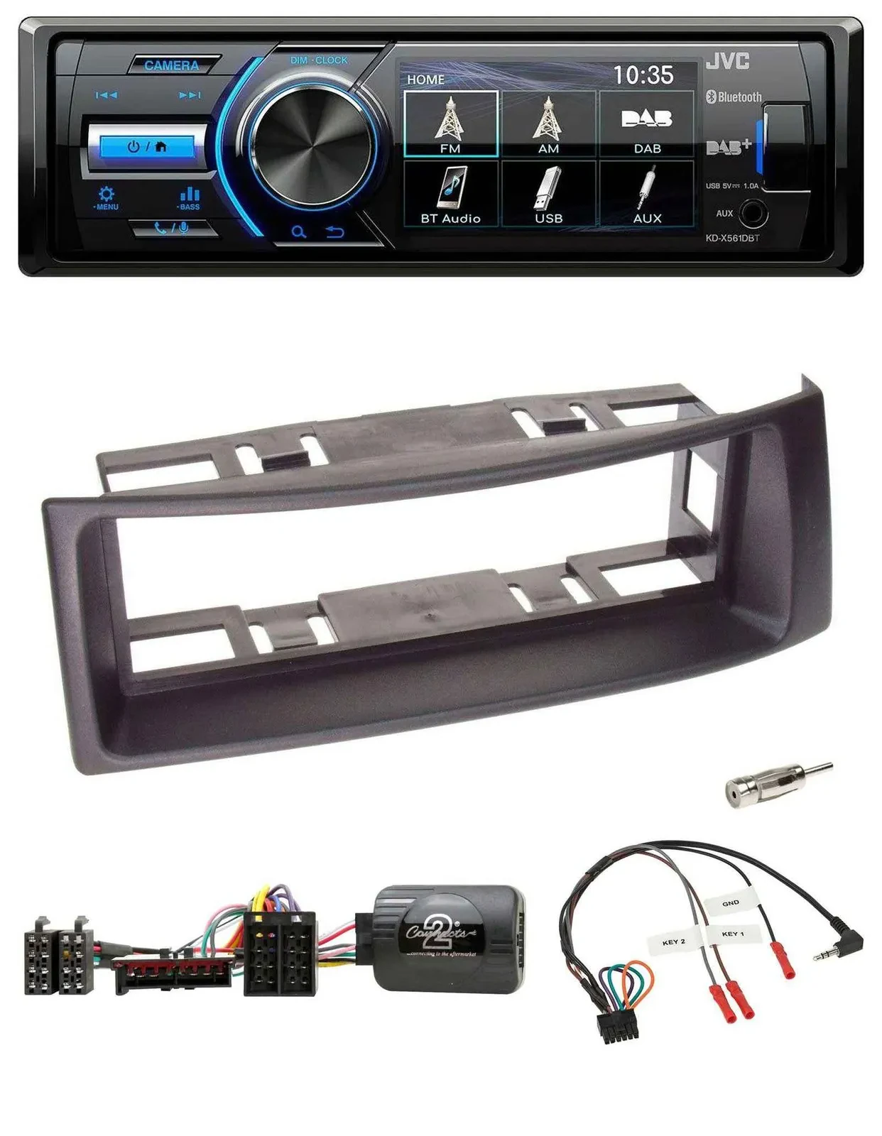 JVC Bluetooth Lenkrad USB DAB Autoradio für Renault Megane 1996-2000 Scenic schw