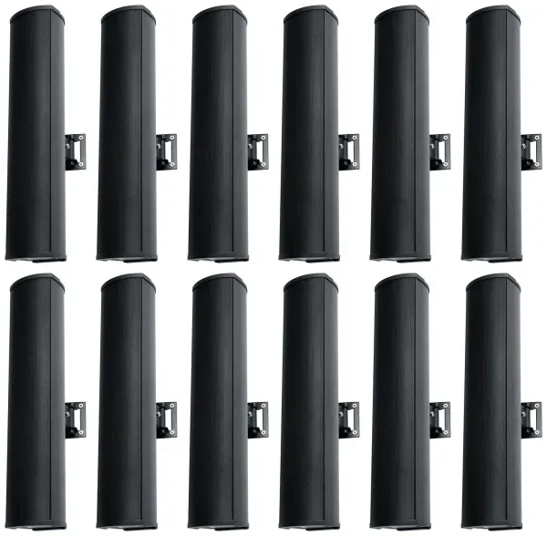 12) Rockville WET ARRAY 4 Black Line Array Speakers For church/School/Auditorium