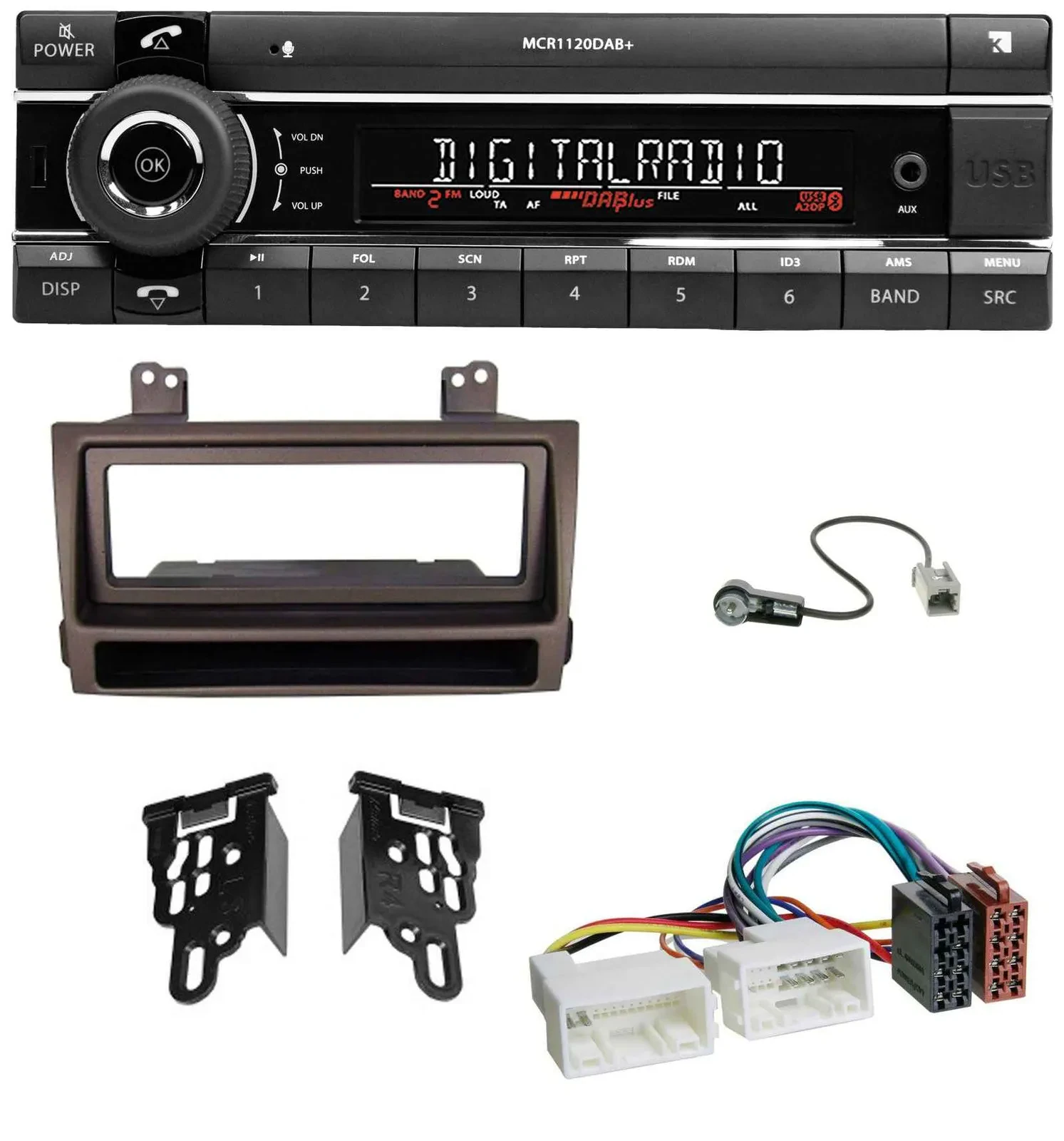 Автомагнитола Kienzle для Hyundai Sonata (с 2009) Bluetooth, MP3, USB, DAB, тёмно-коричневый металлик