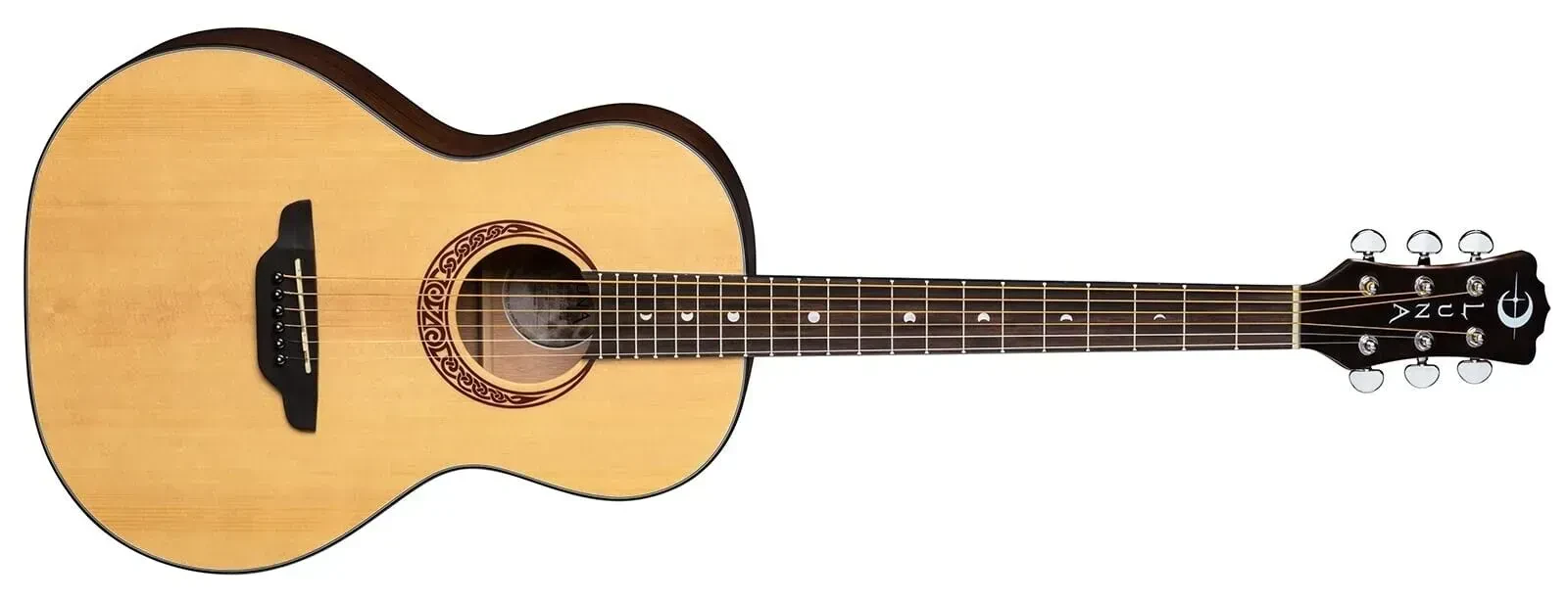 Luna GYP PAR Parlor Size Gypsy Acoustic Guitar with Gig Bag and Clip-On Tuner