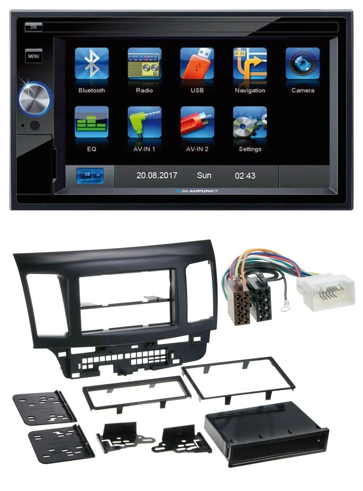 Blaupunkt SD Bluetooth 2DIN MP3 USB AUX Autoradio für Mitsubishi EVO Lancer ab 0