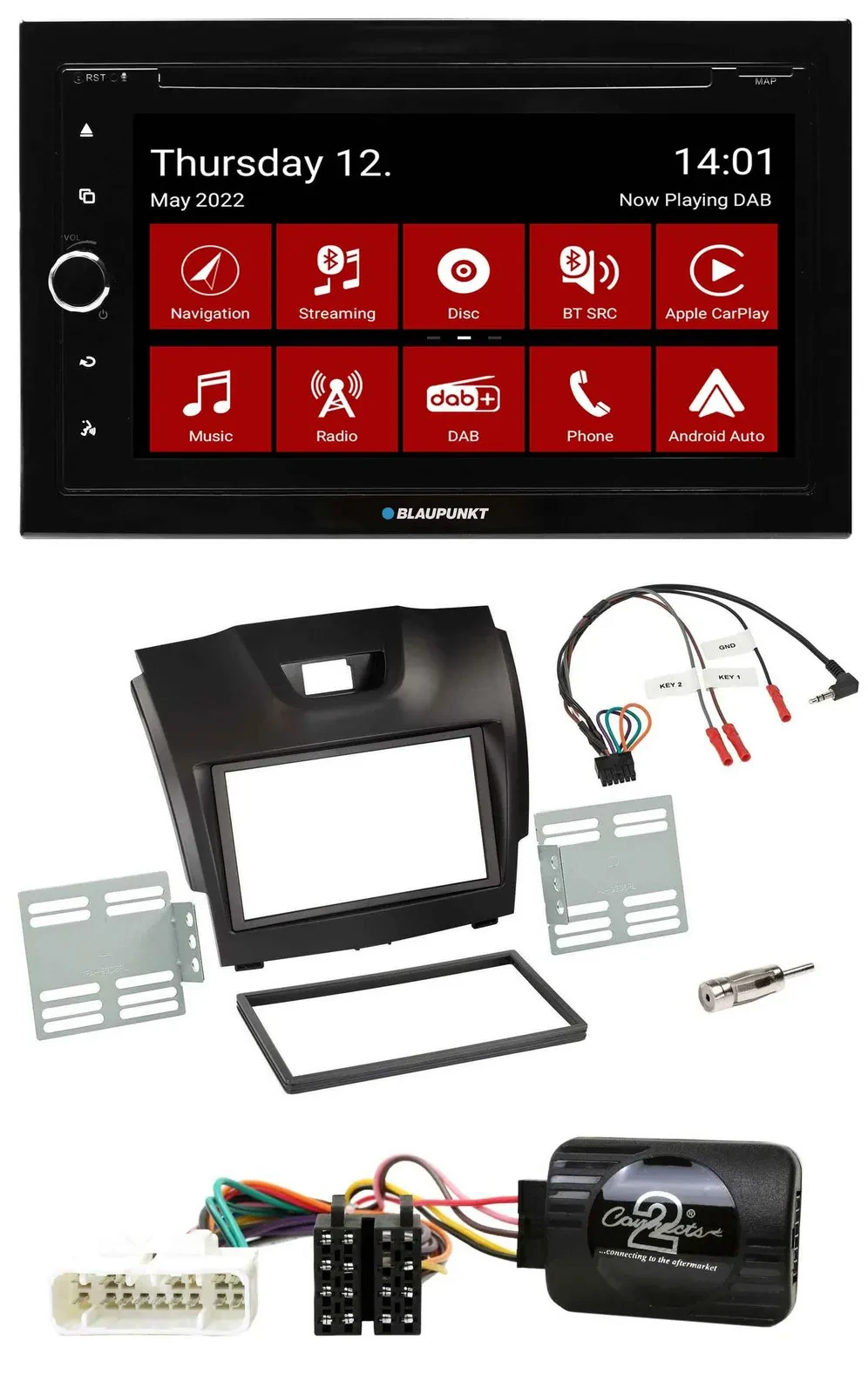 Blaupunkt 2DIN Lenkrad Bluetooth USB TMC DAB Navigation für Isuzu D-Max ab 12 du