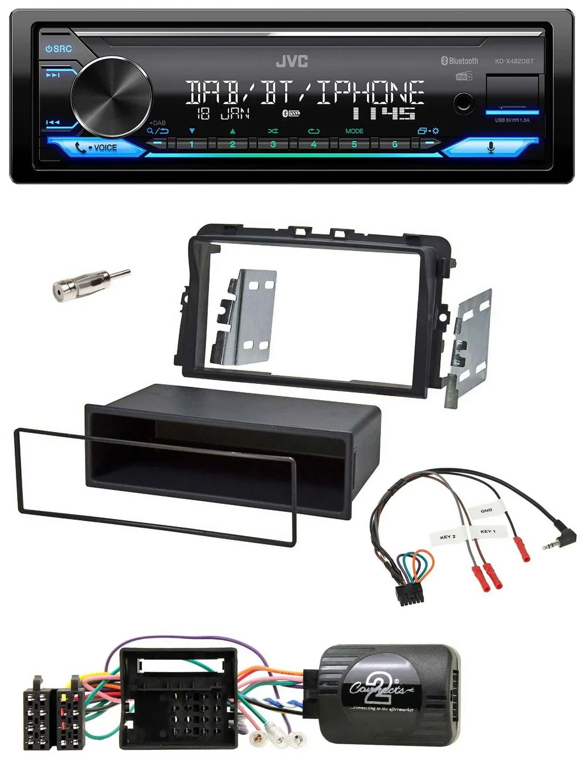 JVC Bluetooth DAB USB Lenkrad Autoradio für Opel Vivaro Combi Kasten 2011-2015