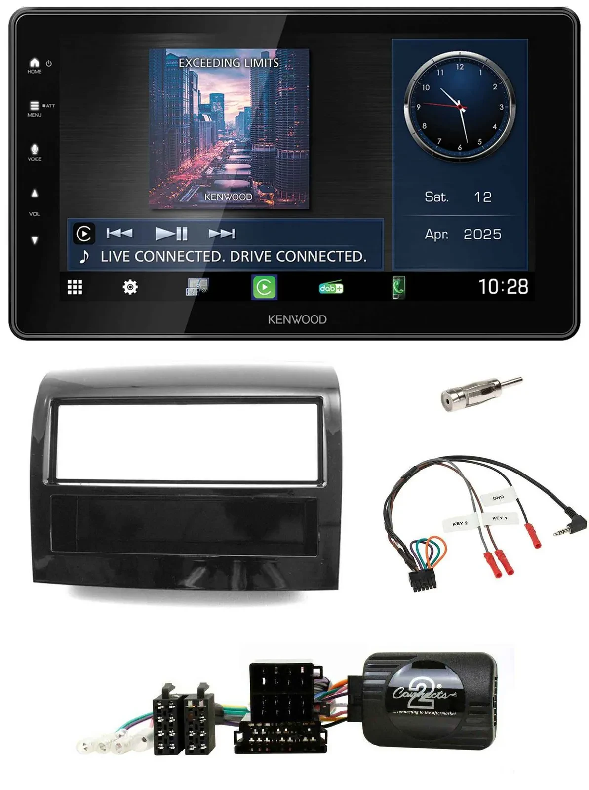Kenwood Lenkrad Bluetooth USB DAB Autoradio für Fiat Ducato 2012-2015 Piano