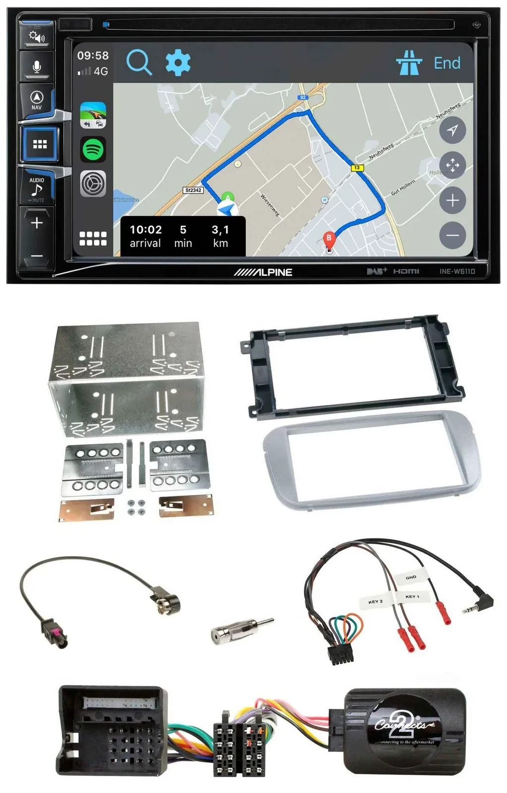 Автомагнитола для Ford Mondeo/S‑Max (2007–2014) Alpine 2DIN, DAB, TMC, Bluetooth, USB, навигация, поддержка управления на руле