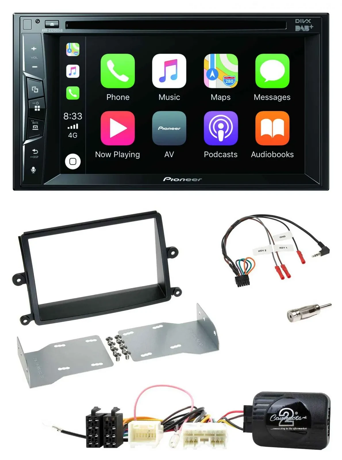 Pioneer Lenkrad USB DVD Bluetooth DAB 2DIN Autoradio für Mitsubishi L200 06-15