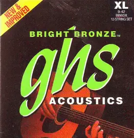 Струны для 12-ти струнной акустической гитары GHS BB60X Bright Bronze 9-42 Extra Light