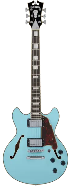 Электрогитара полуакустическая D'Angelico Premier Mini DC Sky Blue with Stopbar Tailpiece