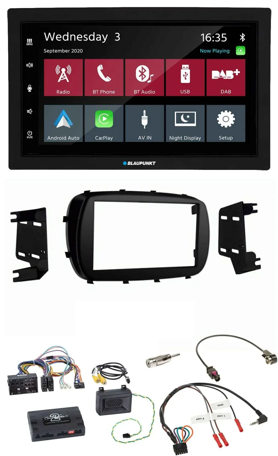 Blaupunkt DAB Bluetooth USB Lenkrad 2DIN Autoradio für Fiat 500X ab 2014