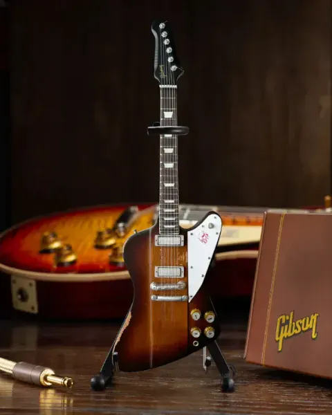 AXE HEAVEN Johnny Winter 1963 Gibson Firebird V Sunburst Mini Guitar Gift