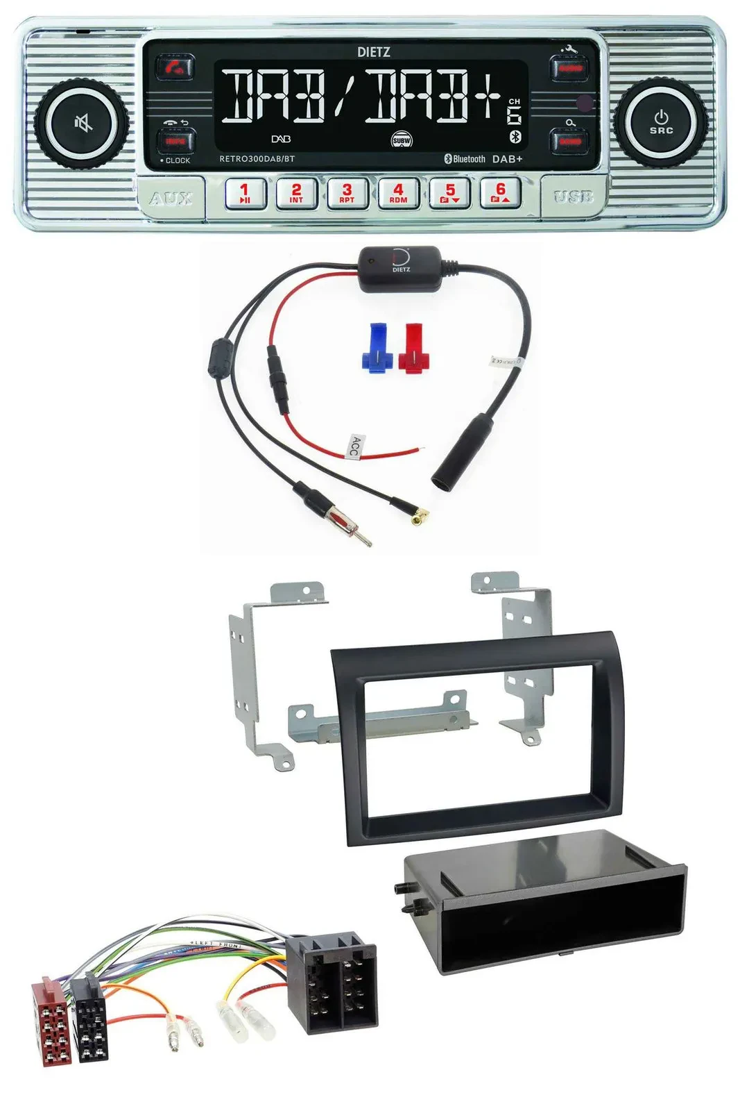 Dietz DAB USB MP3 Bluetooth Autoradio für Fiat Ducato (2006-2010) schwarz