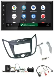 Автомагнитола Kenwood DAB, Bluetooth, USB, 2 DIN, для Ford C‑Max (с 2011), серый, поддержка управления на руле