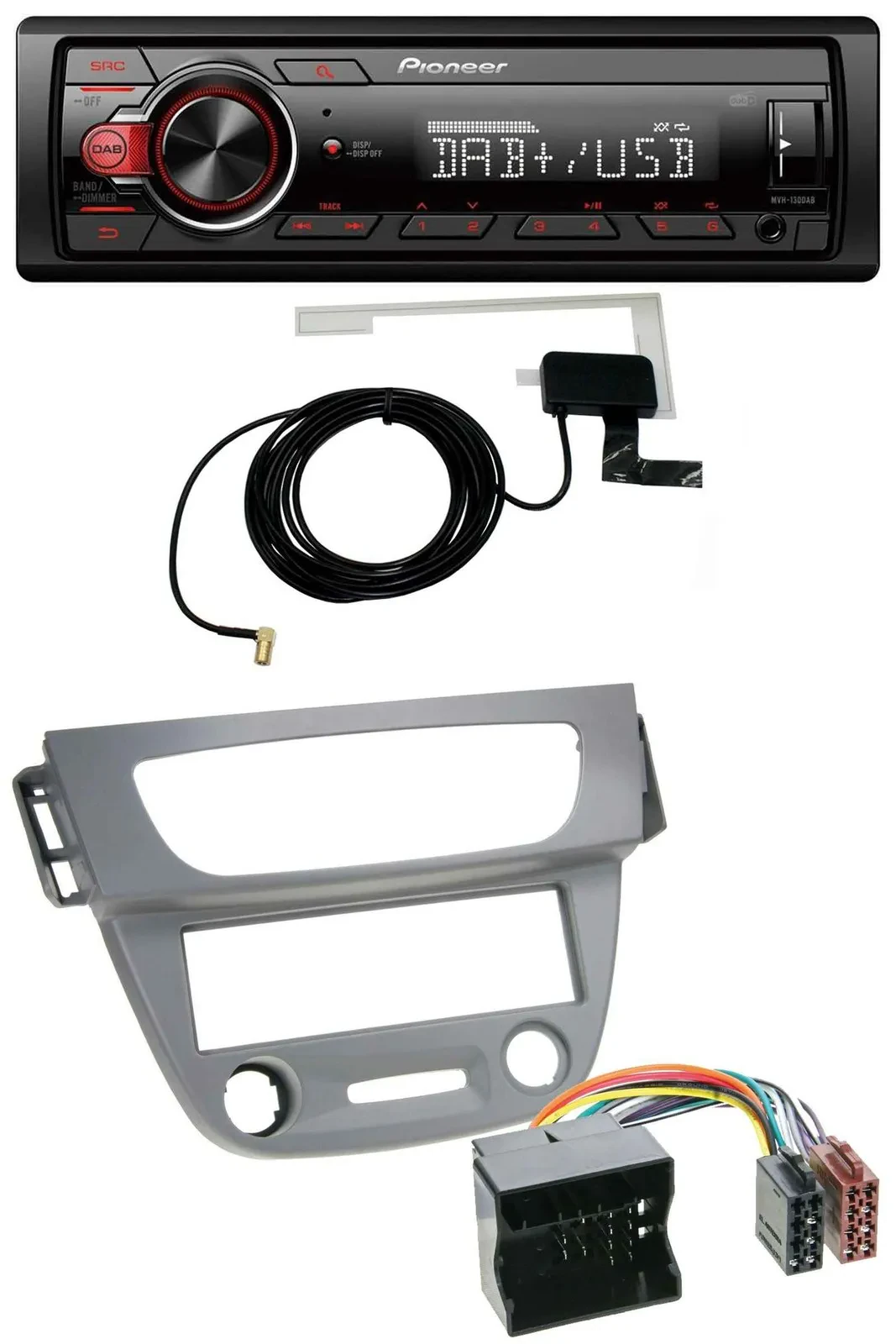 Автомагнитола для Renault Megane 3 (2009–2014) Pioneer 1-DIN MP3 DAB USB AUX, Quadlock, серый