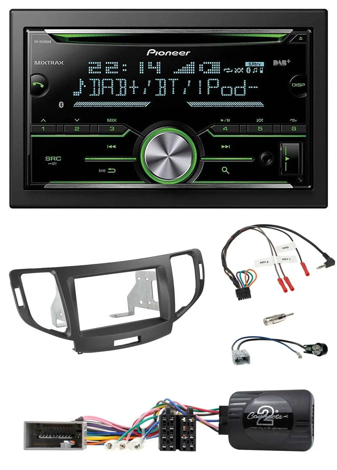 Pioneer Bluetooth Lenkrad DAB 2DIN USB CD Autoradio für Honda Accord 2008-2015 a