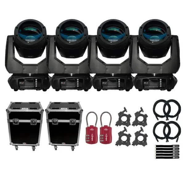JMAZ JZ3016 Phantom Beam 120W DMX LED Moving Head Light Fixtures 4 Pack w Cases