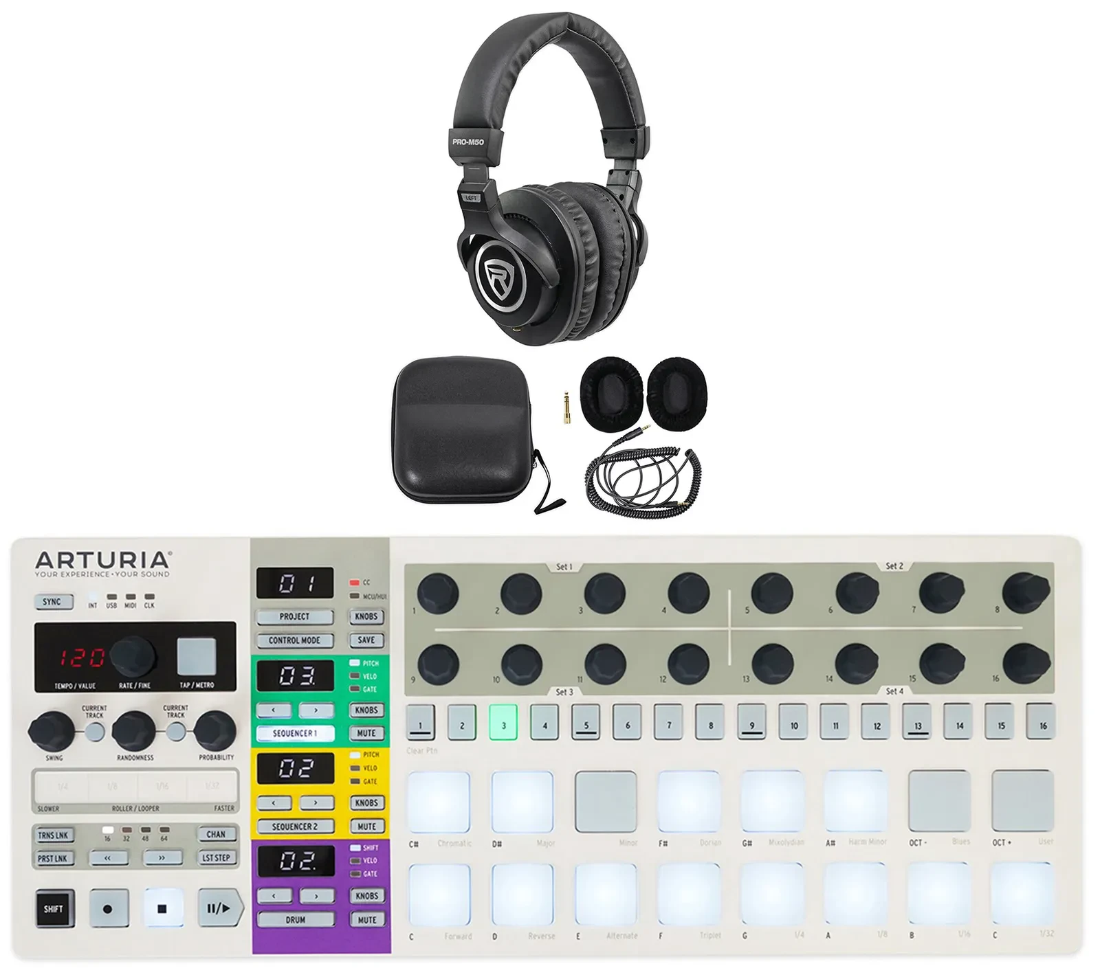 MIDI-контроллер Arturia BeatStep Pro USB, MIDI (набор) с наушниками