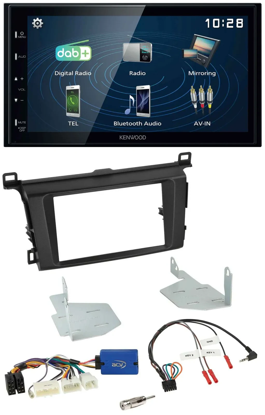 Kenwood 2DIN Bluetooth Lenkrad USB DAB Autoradio für Toyota RAV 4 ab 2013
