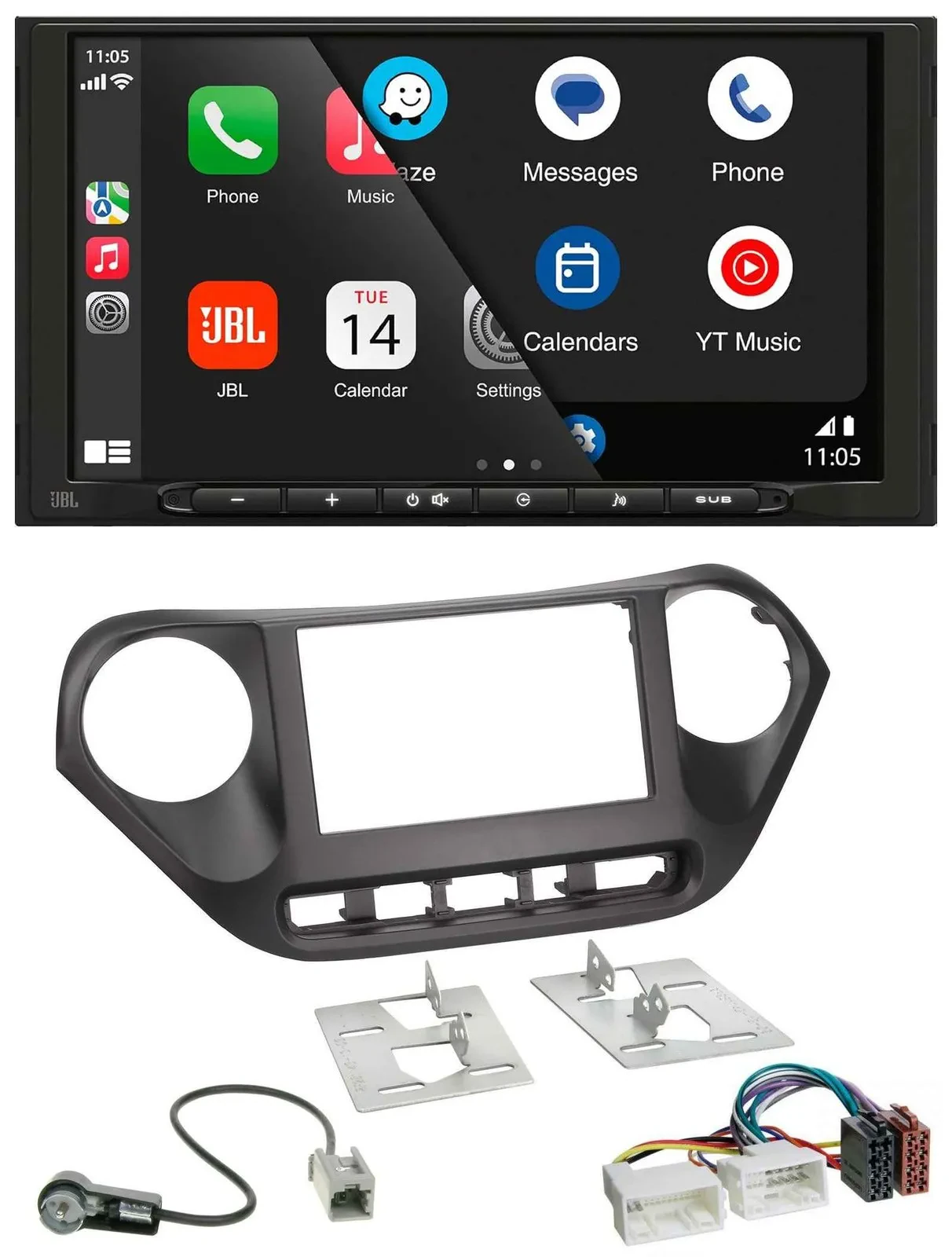 Автомагнитола JBL 2 DIN для Hyundai i10 с 2013 года, Bluetooth, DAB, MP3, USB