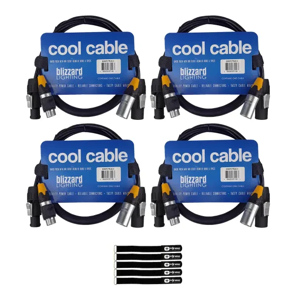 Blizzard Lighting DMXPCT-3 3FT IP Rated Combo Cable 4-Pack