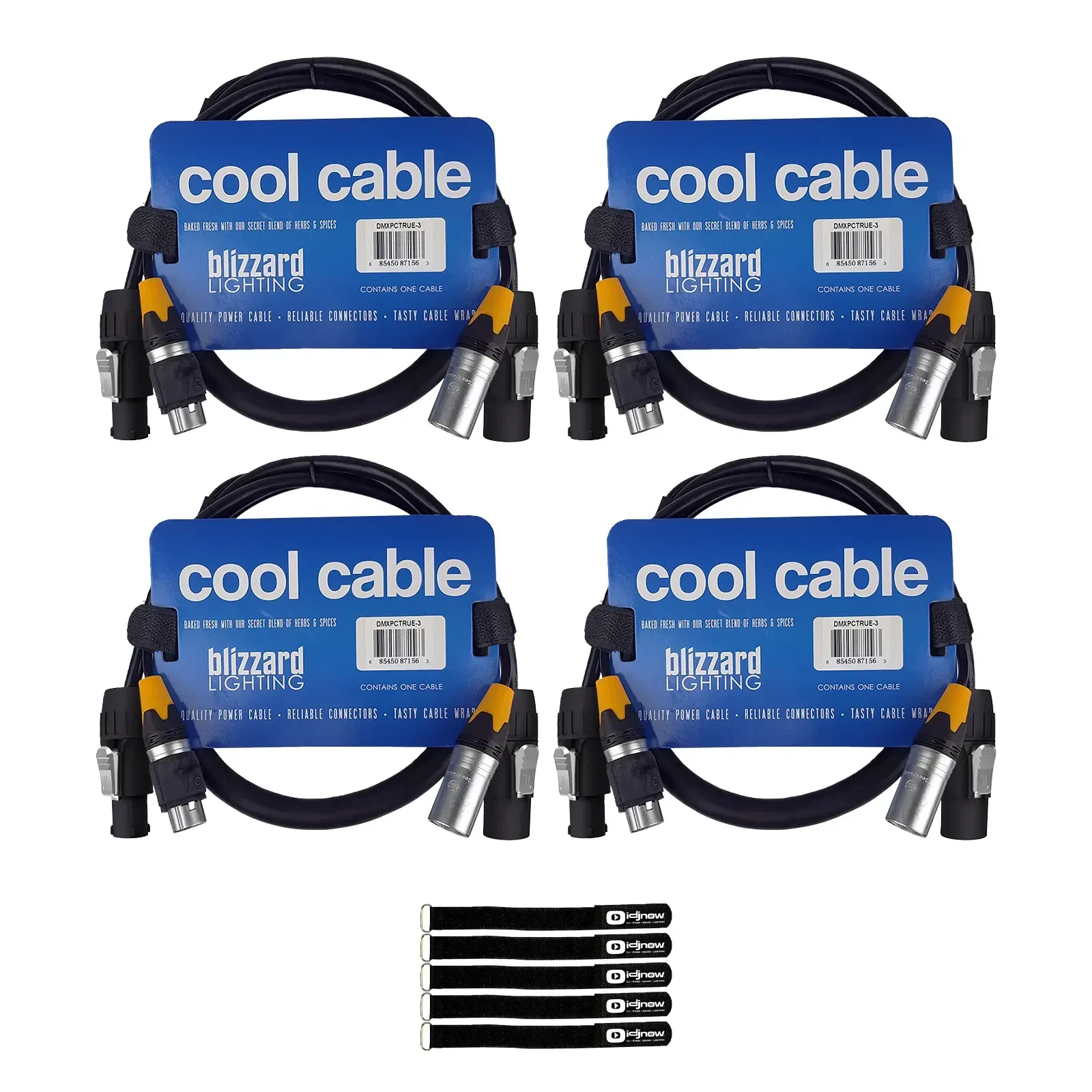 DMX-кабель Blizzard DMXPCT-3 Combo Black 1 м со стяжками (4 штуки)