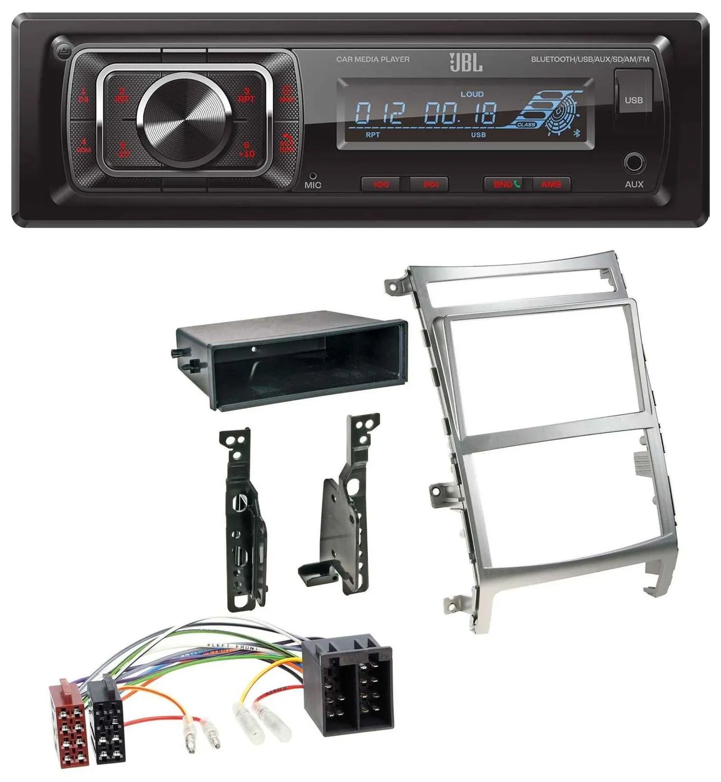JBL SD AUX MP3 USB Bluetooth Autoradio für Hyundai ix55 (2009-2012) silber