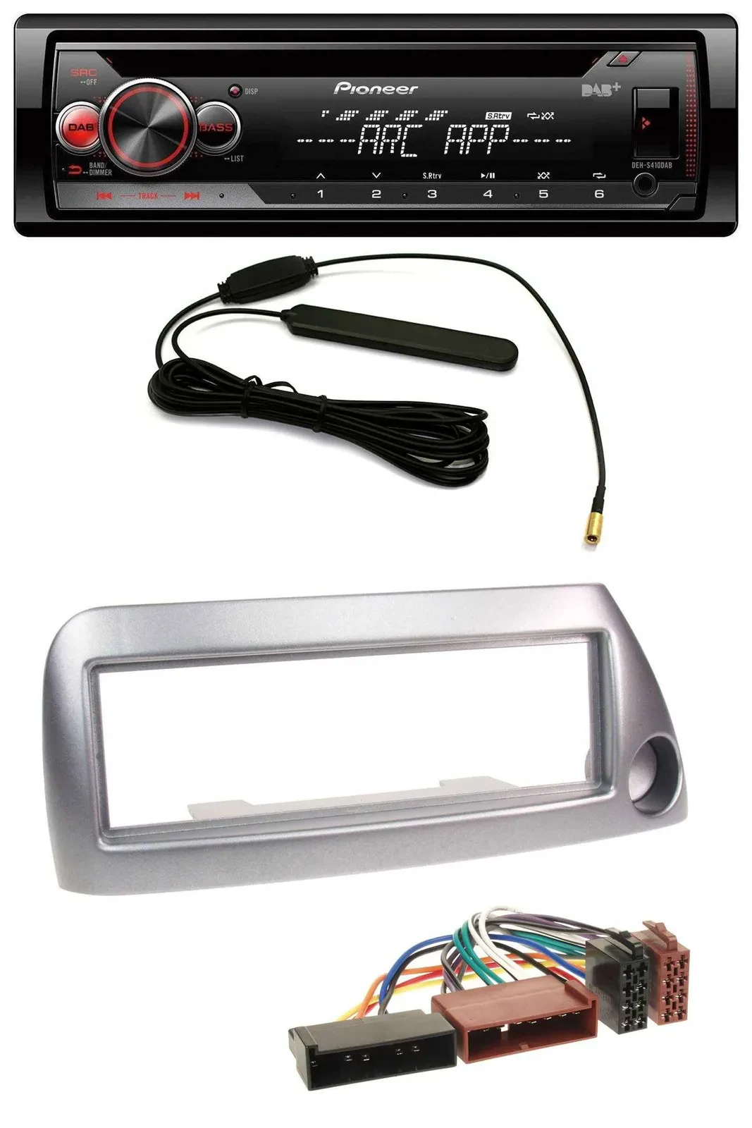 Pioneer CD USB AUX DAB MP3 Autoradio für Ford Ka bis 2008 silber-metallic