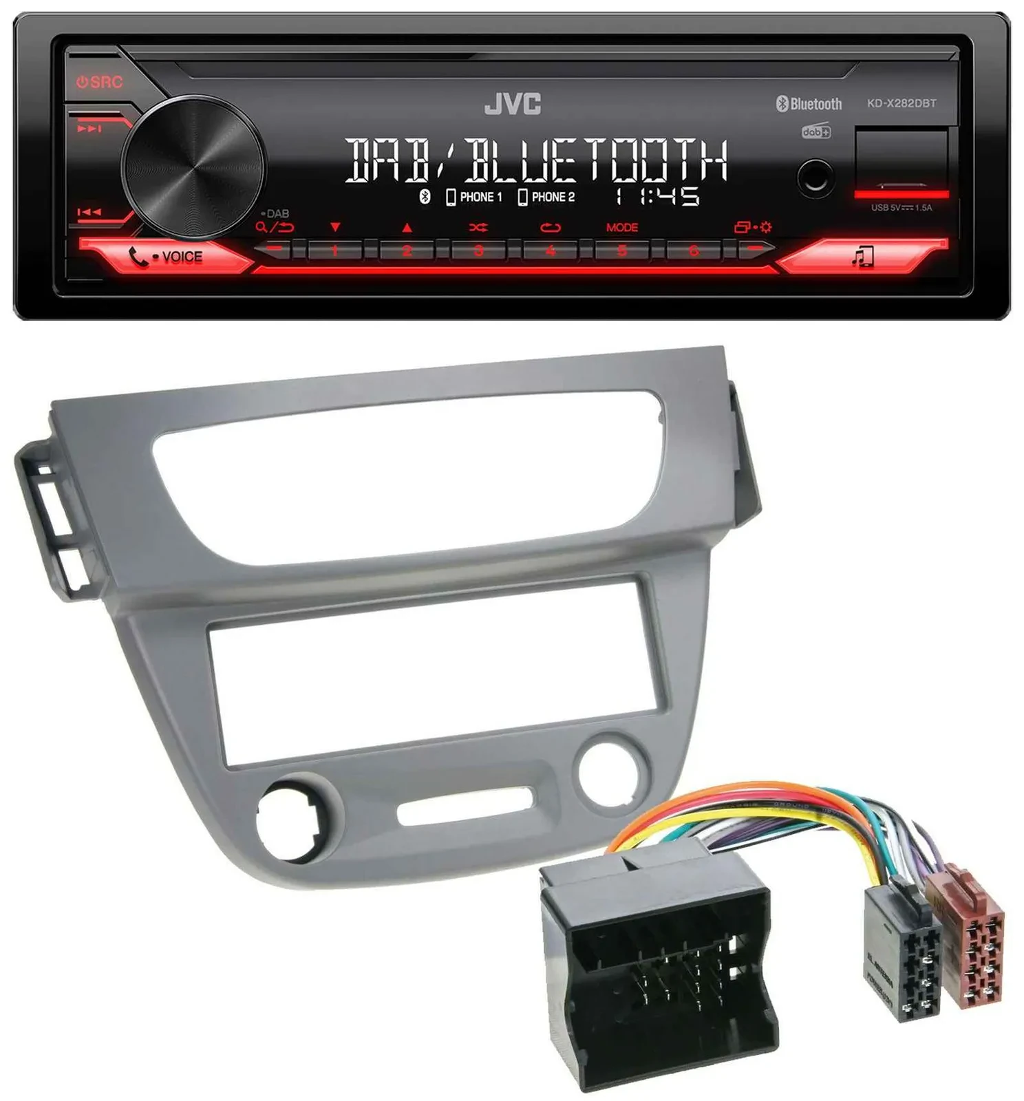 JVC Bluetooth USB DAB MP3 Autoradio für Renault Megane 3 Quadlock 09-14 grau
