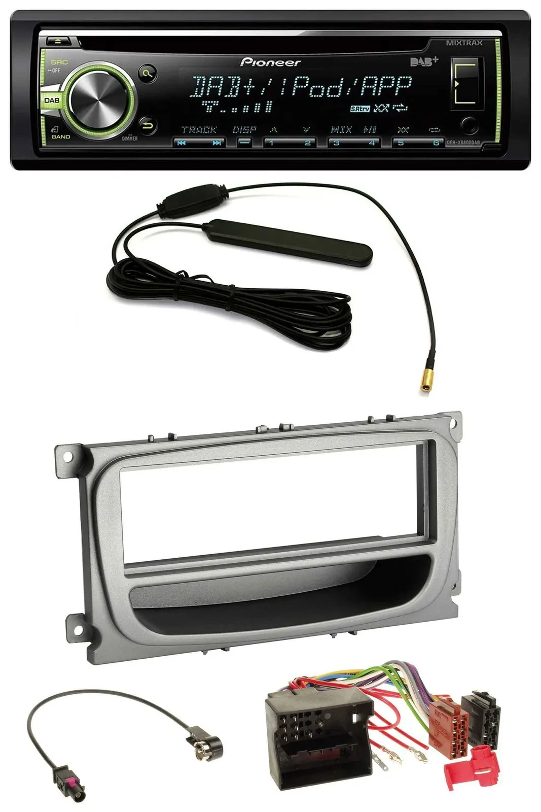 Автомагнитола для Ford Focus/Galaxy/C-Max Pioneer MP3 USB CD DAB AUX серебристая