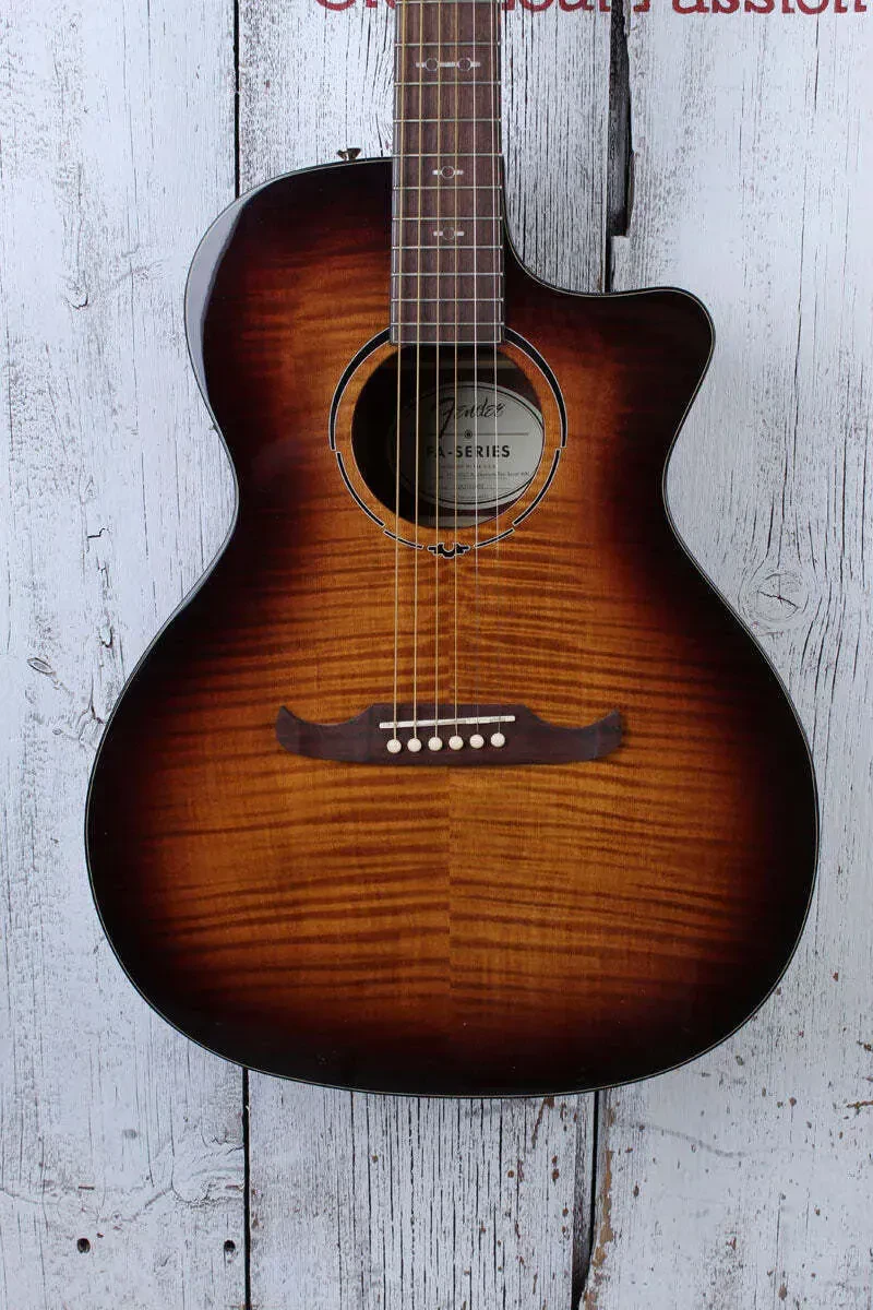 Fender FA-345CE Auditorium Cutaway Acoustic Electric Guitar 3-Color Tea Burst