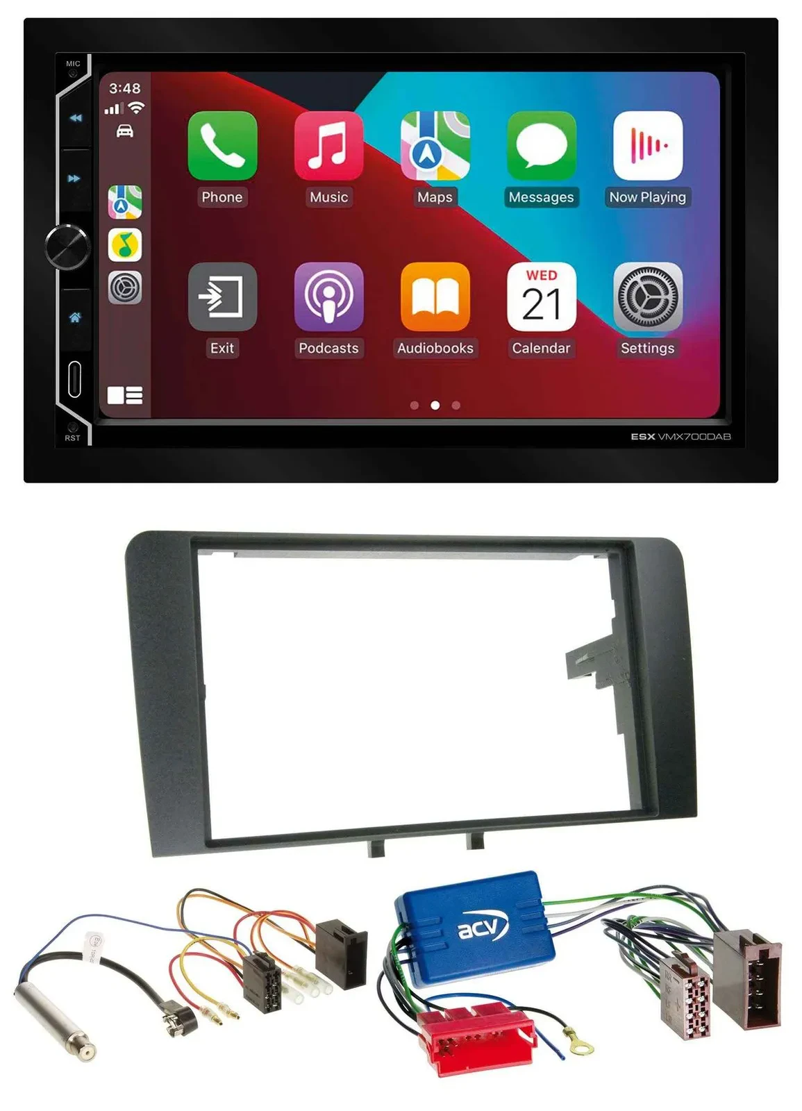 ESX 2DIN DAB USB MP3 Bluetooth Autoradio für Audi A3 8P 03-06 Aktivsystem ISO