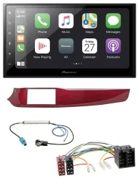 Pioneer MP3 Bluetooth DAB 2DIN USB Autoradio für Alfa Giulietta 10-13 rot glänze