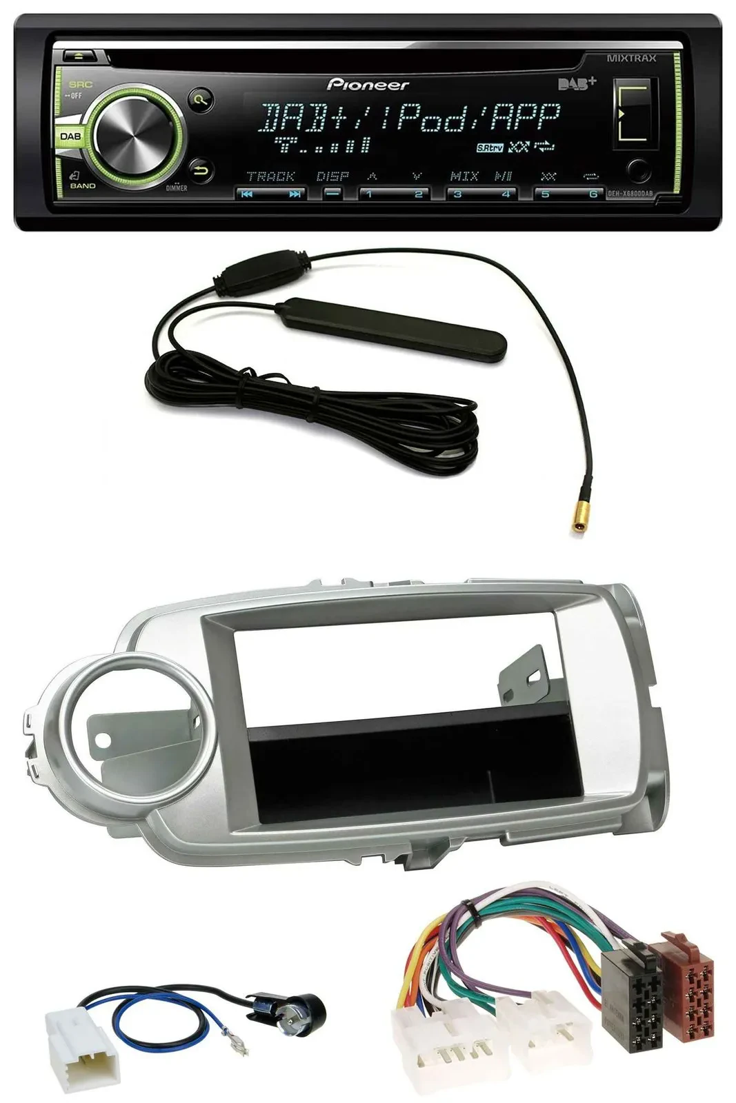 Автомагнитола для Toyota Yaris (2011–2014) Pioneer MP3 USB CD DAB AUX, серебристая