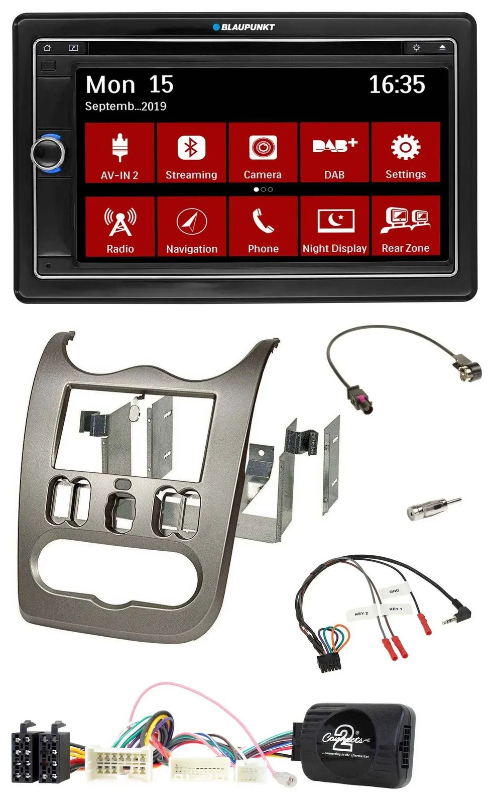 Автомагнитола Blaupunkt 2DIN DAB TMC USB Bluetooth для Dacia (с 2012) тёмный