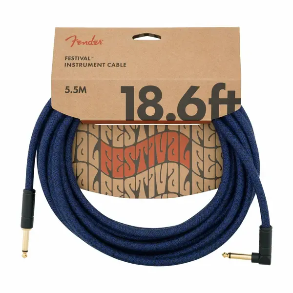 Инструментальный кабель Fender Angled Festival Instrument Cable 18.6 Foot Blue