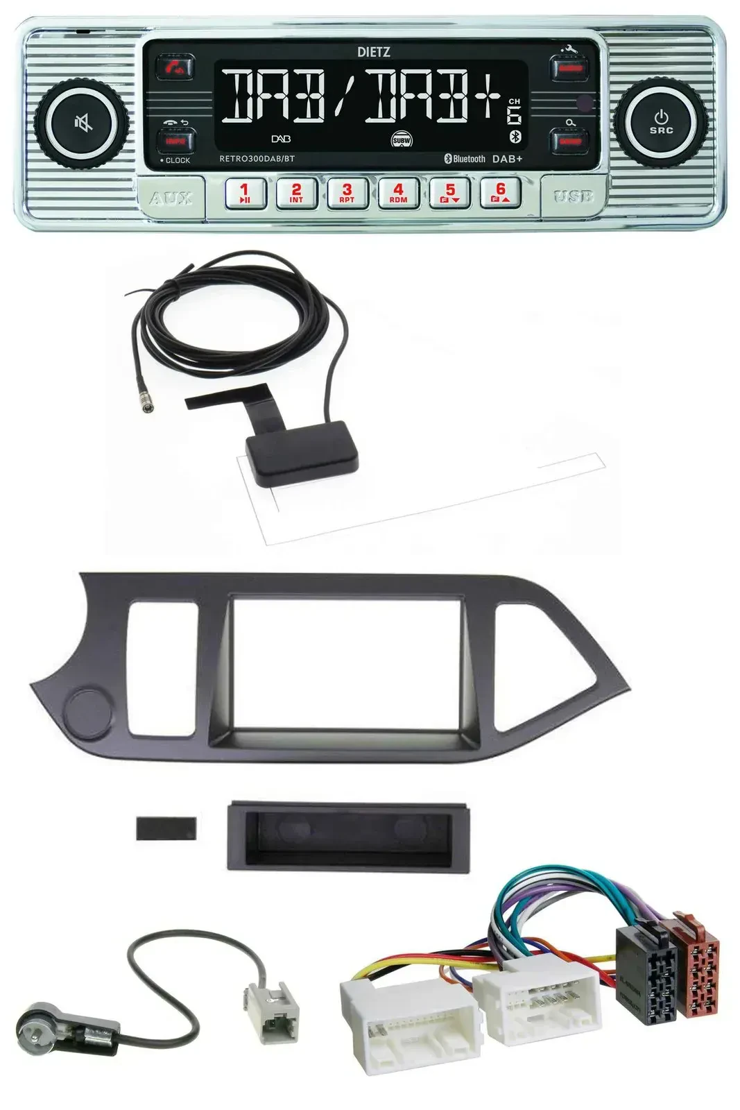 Автомагнитола для Kia Picanto (с 2011) Dietz Bluetooth, USB, MP3, DAB без Start-Stop