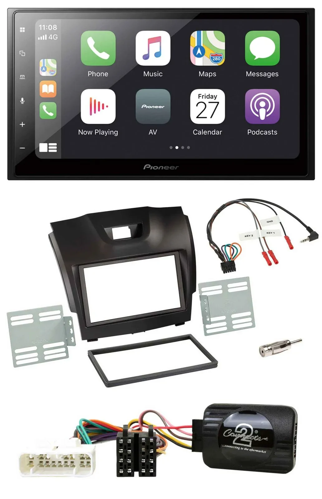 Автомагнитола Pioneer 2-DIN Bluetooth DAB USB для Isuzu D-Max (с 2012), тёмно-серый