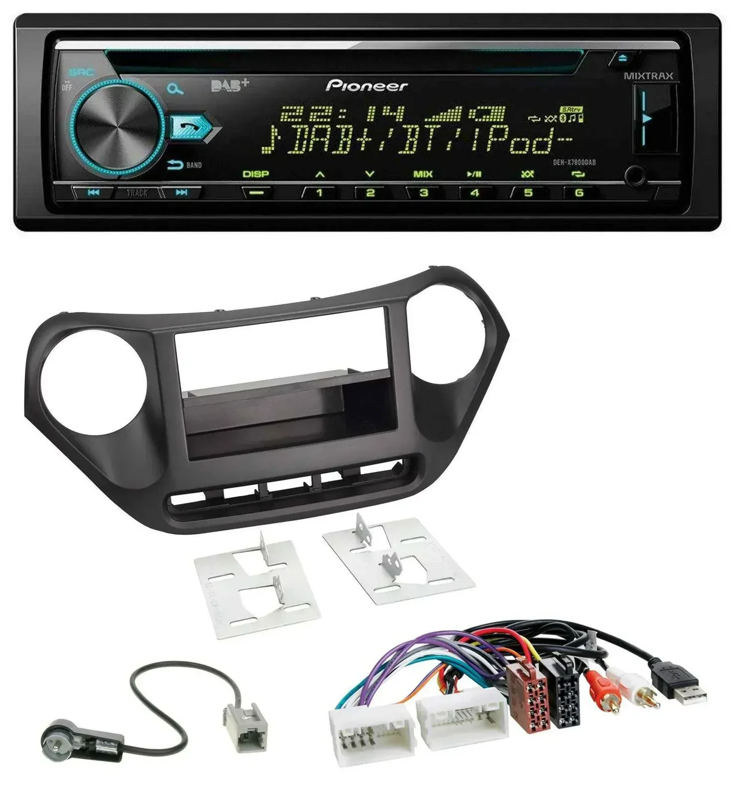 Pioneer DAB MP3 CD USB Bluetooth Autoradio für Hyundai i10 (ab 2013) AUX USB