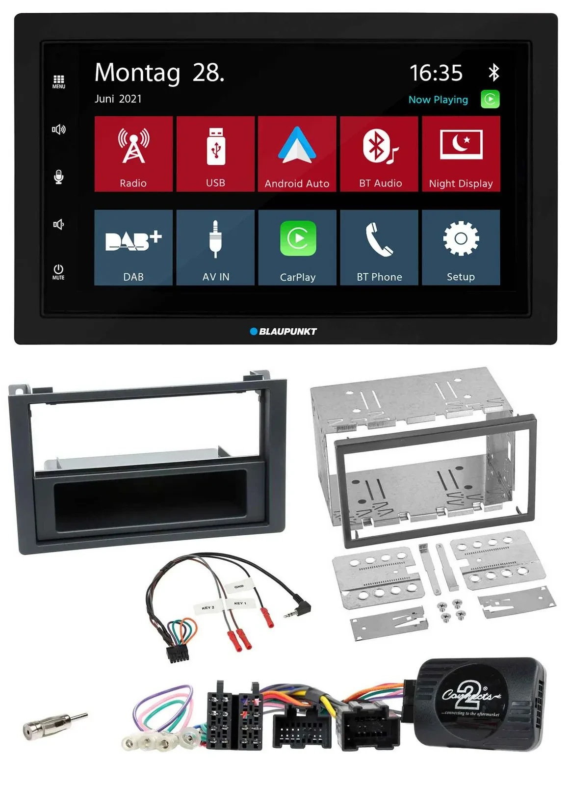 Автомагнитола Blaupunkt 2DIN, Bluetooth, DAB, USB для Saab 9-3 (2008–2012)