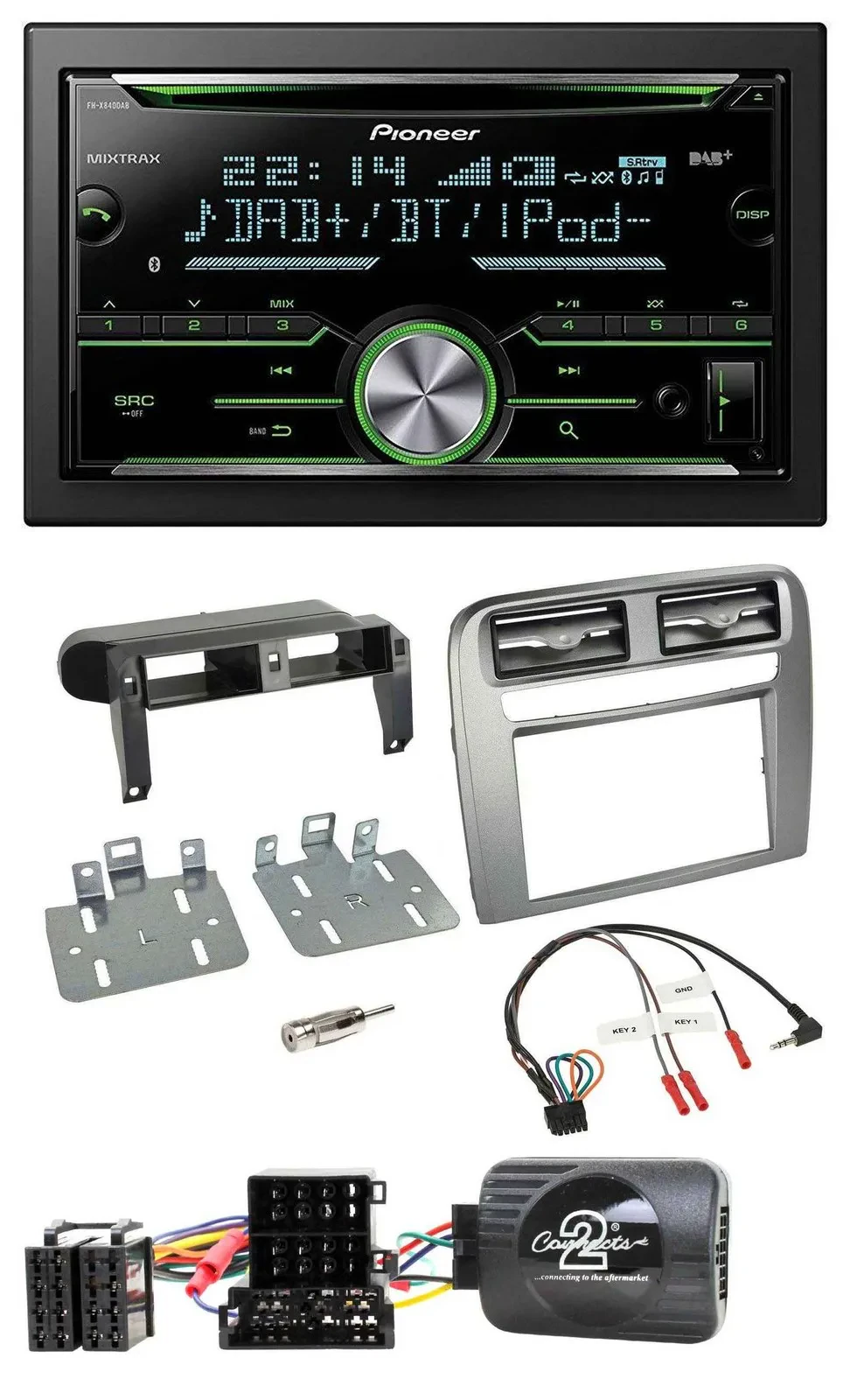 Pioneer Bluetooth Lenkrad DAB 2DIN USB CD Autoradio für Fiat GrandePunto 05-06 a