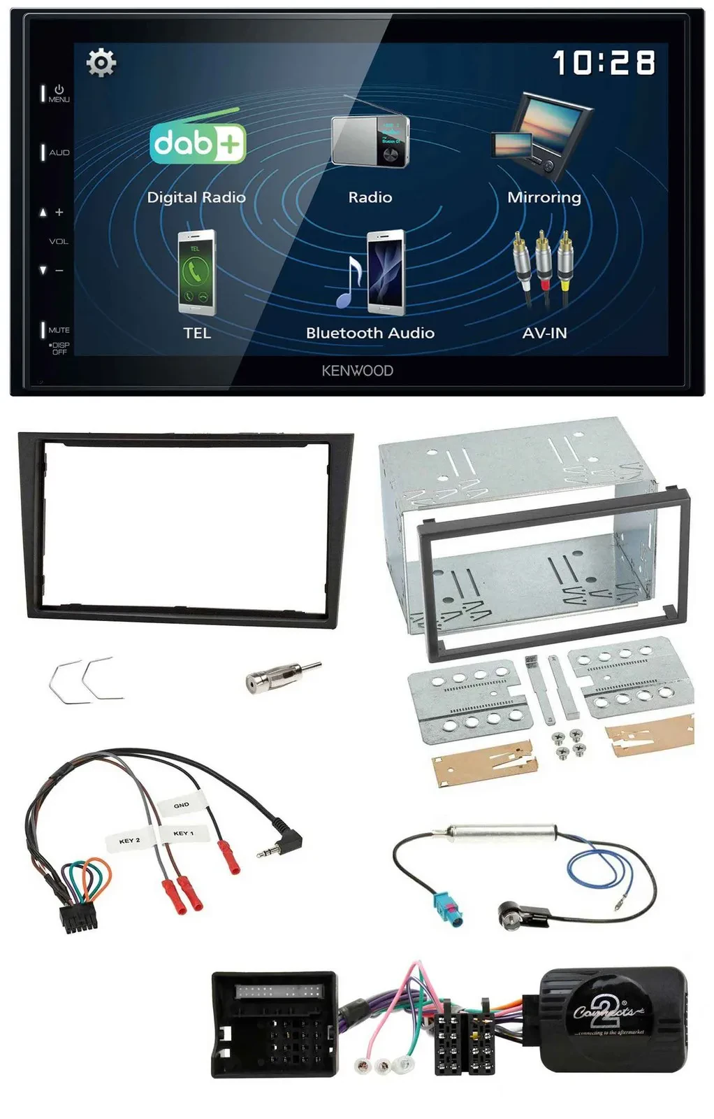 Kenwood 2DIN Bluetooth Lenkrad USB DAB Autoradio für Opel Corsa D 2006-2008 stea