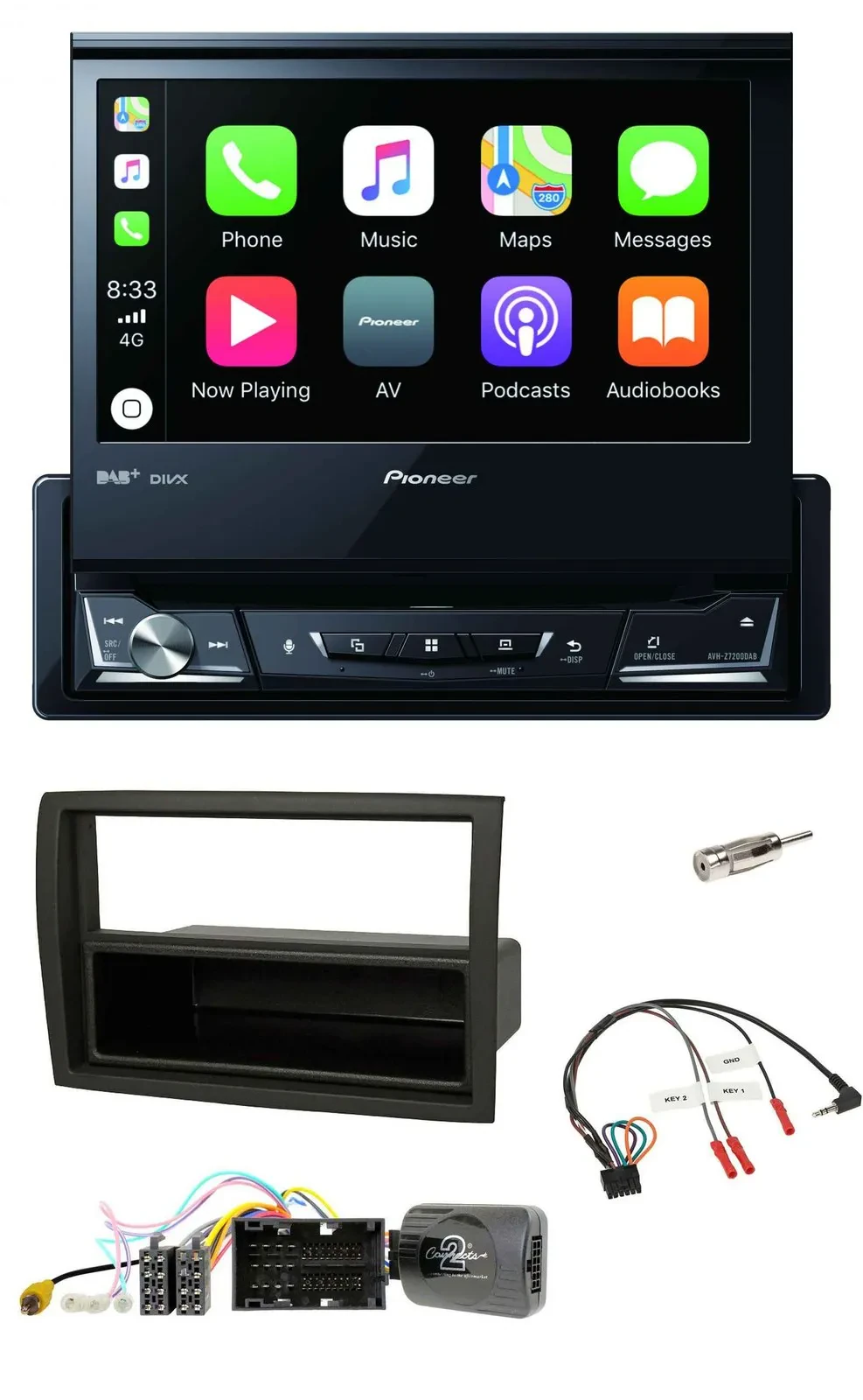 Автомагнитола Pioneer с DVD, Bluetooth, DAB, USB для Citroen Jumper 2014–2021, черный