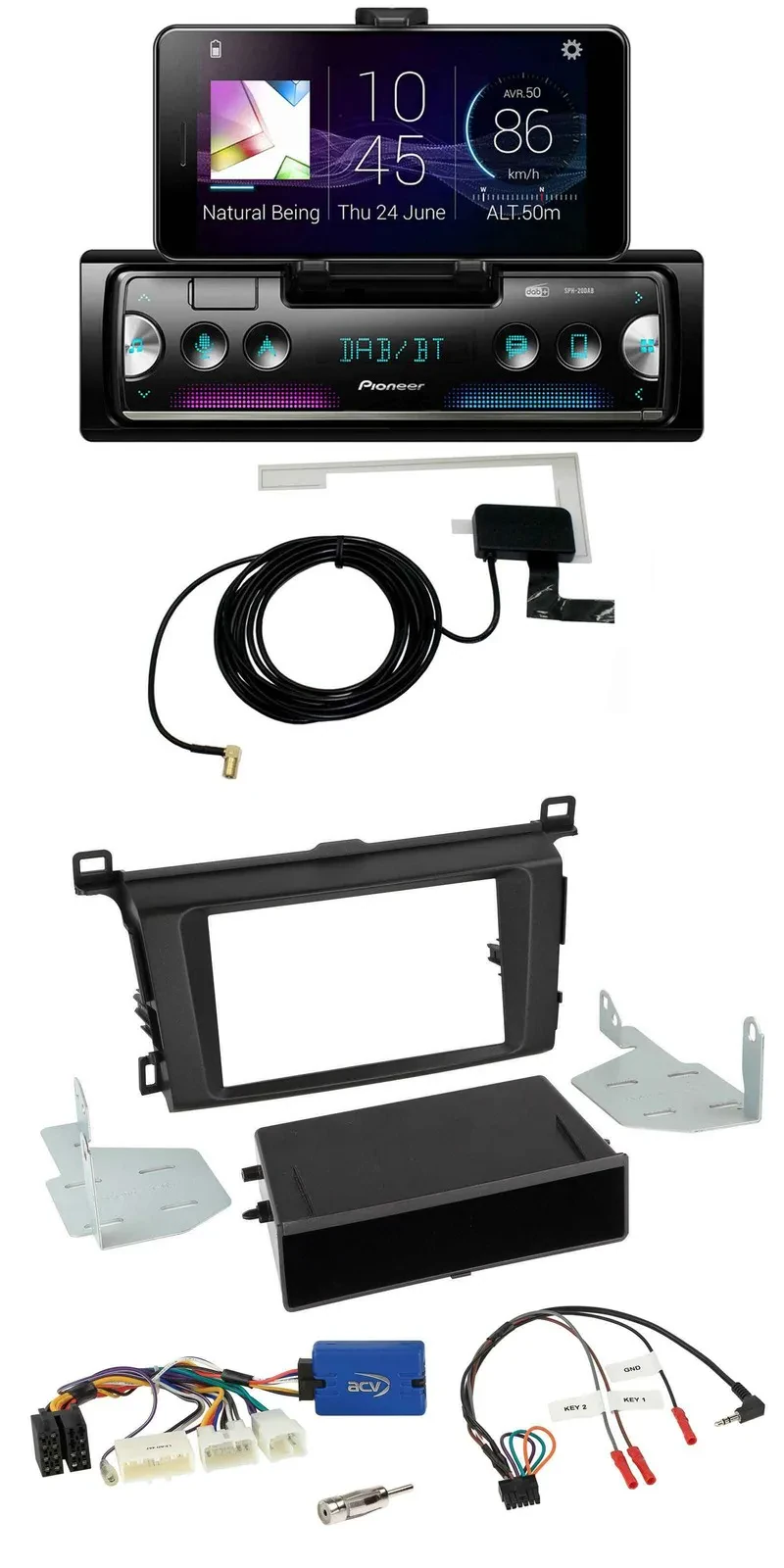 Автомагнитола для Toyota RAV4 (с 2013) Pioneer DAB, Bluetooth, USB, поддержка управления на руле