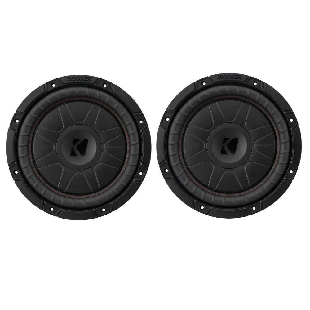 (2) Kicker CVT104 10" CompVT Series Single 4-ohm Shallow Subwoofer