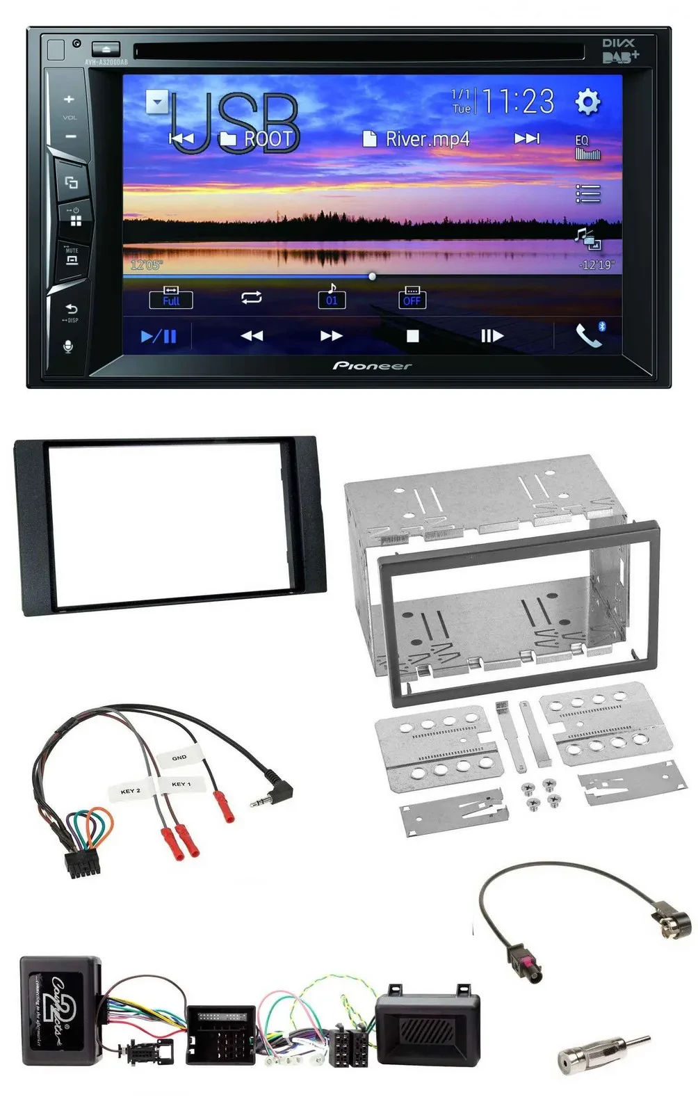 Pioneer Bluetooth 2DIN USB DVD DAB Lenkrad Autoradio für Ford Kuga 2008-12 schwa