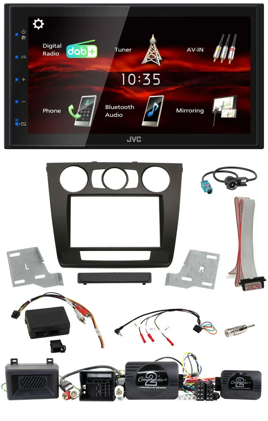 JVC USB Bluetooth Lenkrad DAB 2DIN Autoradio für BMW 1er Aktiv PDC man. Klima 07