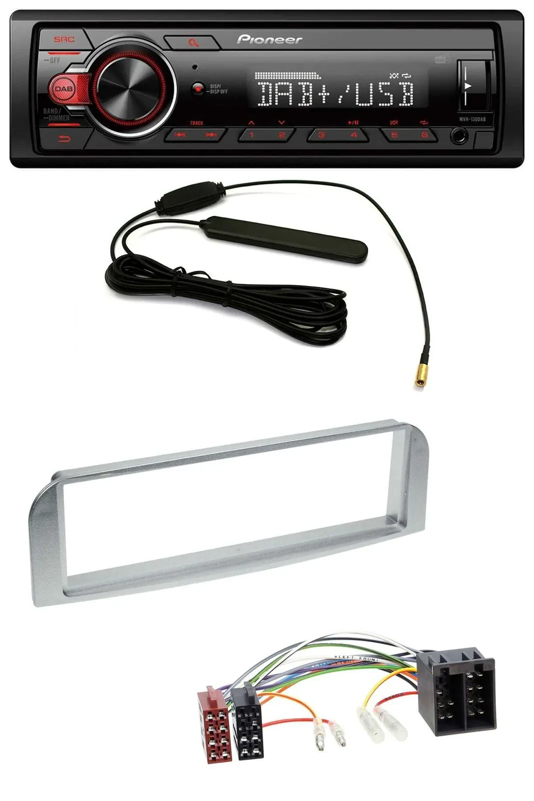 Pioneer MP3 DAB 1DIN AUX USB Autoradio für Alfa Romeo 147, GT - silbergrau