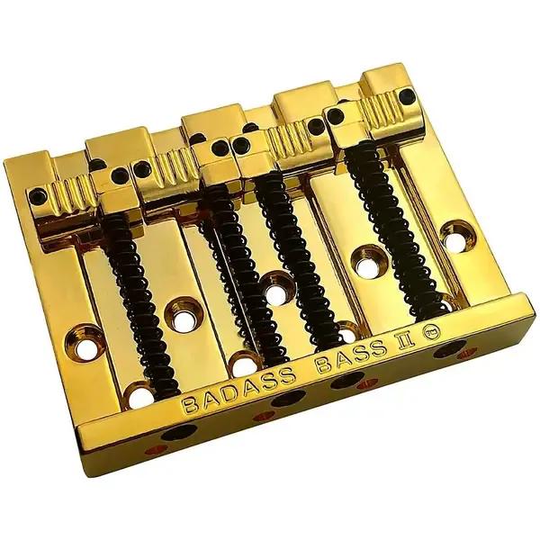 Бридж для бас-гитары Leo Quan Badass II 4-String Bass Bridge, Grooved Saddles Gold